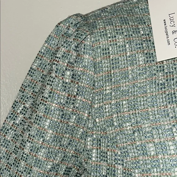 Blue Cropped Blazer with Textured Fabric - Picture 4 of 7